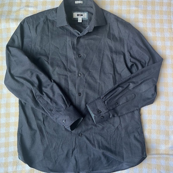 Joseph Abboud Navy Blue Dotted Button Up Shirt - Picture 1 of 2